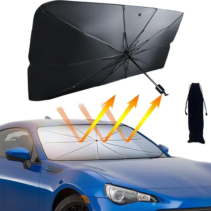 Windshield Sun Shade - แผ่นบังแดดกระจกรถยนต์แบบพับได้ ร่มบังแดดหน้ารถ ป้องกันรังสียูวีและความร้อน พกพาสะดวก
