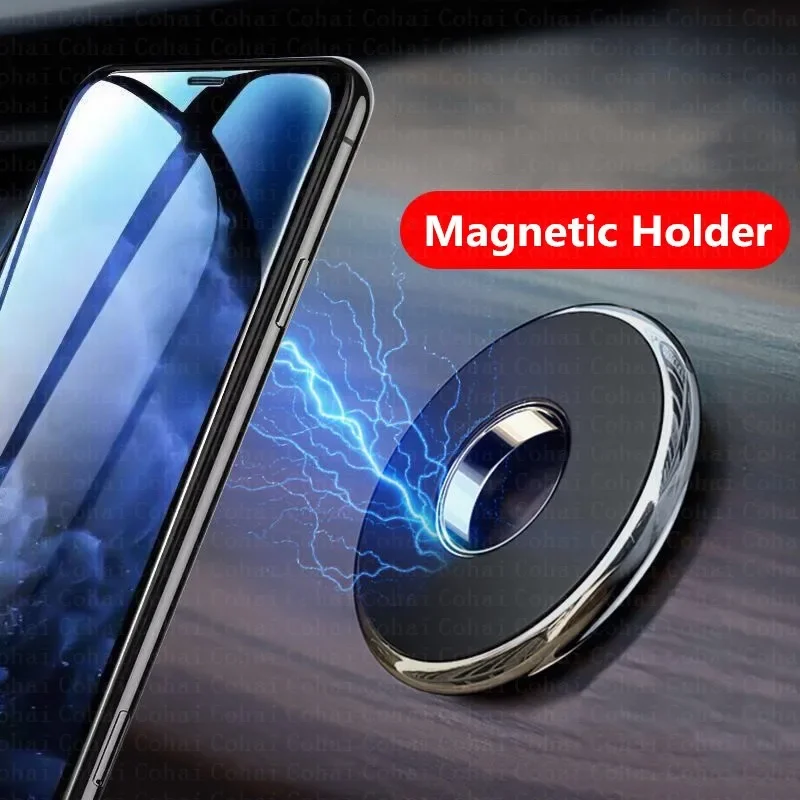 Car Phone Holder - ที่วางโทรศัพท์ในรถยนต์แบบแม่เหล็ก ติดตั้งบนคอนโซล รูปทรงกลมขนาดเล็ก สำหรับ iPhone Samsung