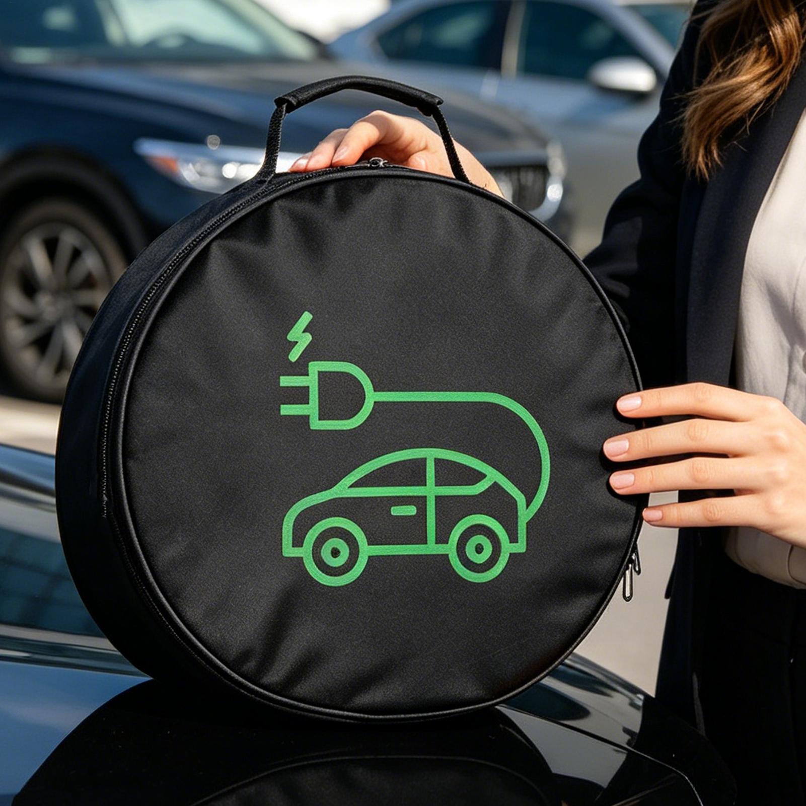 Car Cable Organizer - กระเป๋าเก็บสายชาร์จ EV กล่องเก็บสายชาร์จรถยนต์ไฟฟ้า กระเป๋าจัดเก็บสายจั๊มเปอร์ กันน้ำ ทนไฟ