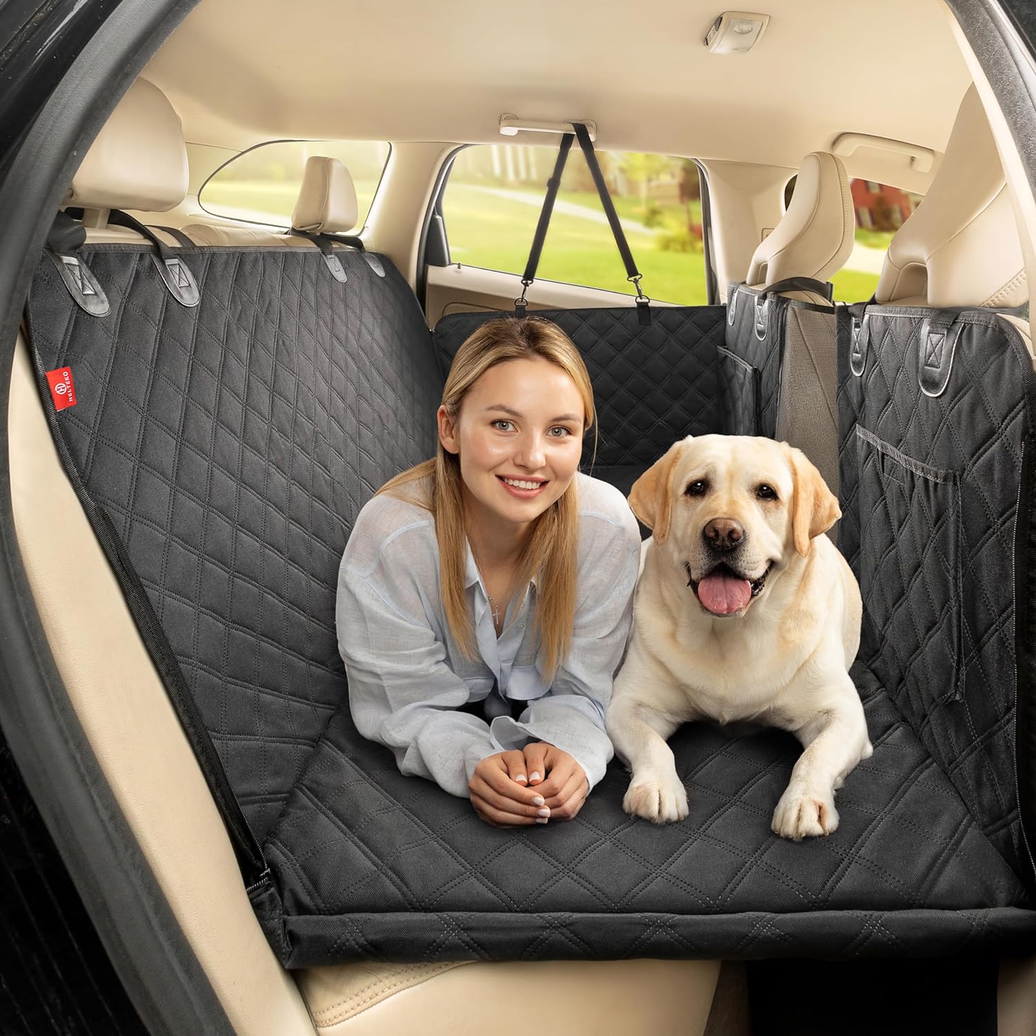 Car Seat Cover - ผ้าคลุมเบาะรถยนต์สำหรับสุนัขขนาดใหญ่ ทนทาน มีซิป แบบเปลญวน แผ่นรองสำหรับสัตว์เลี้ยง ผลิตจากผ้าอ็อกซ์ฟอร์ด