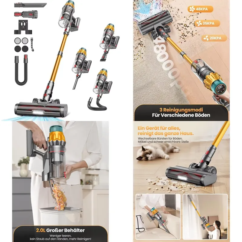Car Vacuum - เครื่องดูดฝุ่นแบบพกพาไร้สาย V16 กำลังดูด 45kpa 650w ทำความสะอาดตัวเอง