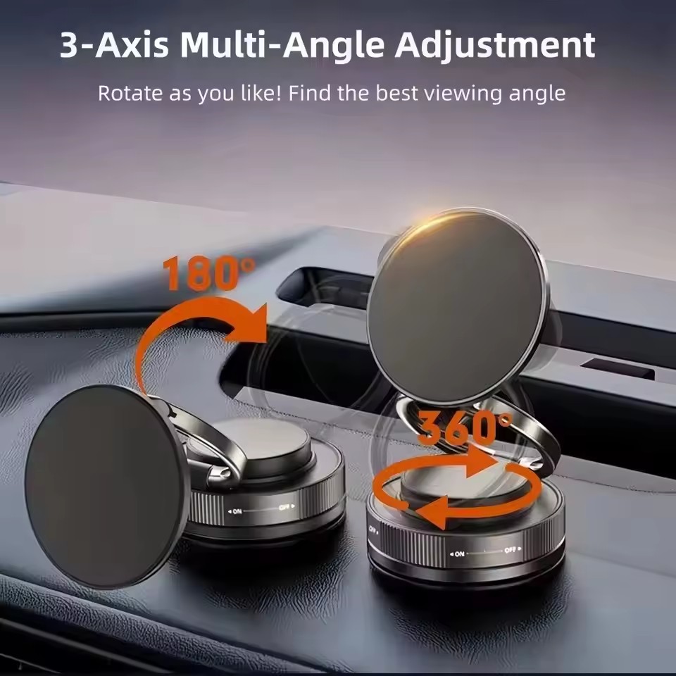 Car Vacuum - ที่วางโทรศัพท์ในรถยนต์แบบแม่เหล็ก พร้อมถ้วยดูดสุญญากาศ หมุนได้ 360 องศา °