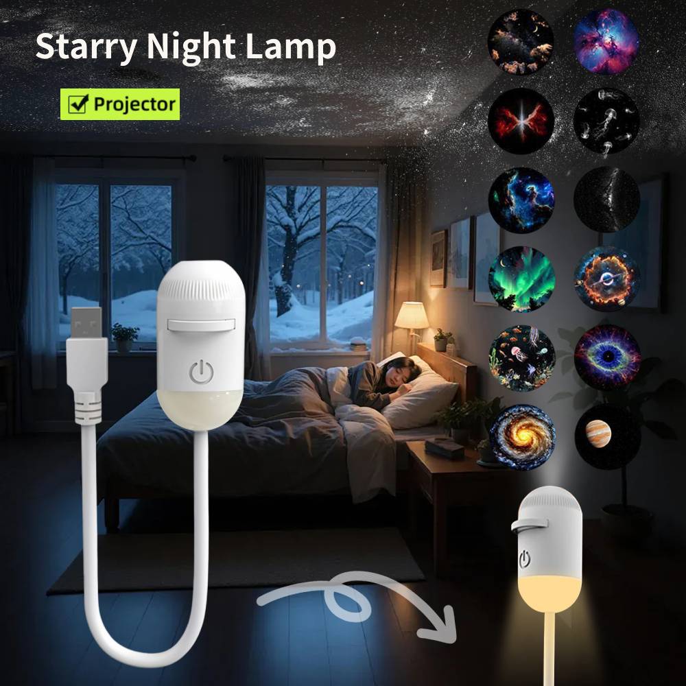 Car Led Light - โปรเจคเตอร์ดาวกาแล็กซี่ขนาดเล็ก ไฟกลางคืน แสงดาวเต็มท้องฟ้า โคมไฟสร้างบรรยากาศในรถยนต์ ไฟโปรเจคเตอร์ USB
