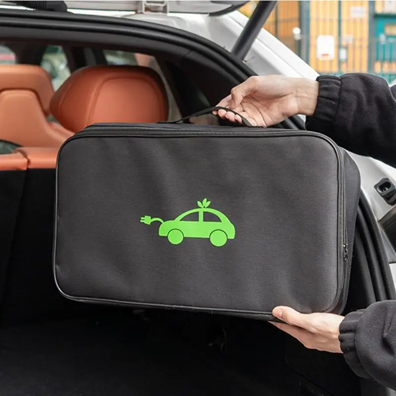 Car Cable Organizer - กระเป๋าเก็บสายชาร์จรถยนต์ใหม่ กระเป๋าเก็บของในรถยนต์ กระเป๋าเก็บสายจัมเปอร์ กระเป๋าจัดระเบียบสายไฟ กระเป๋าเก็บของสำหรับรถยนต์ไฟฟ้า