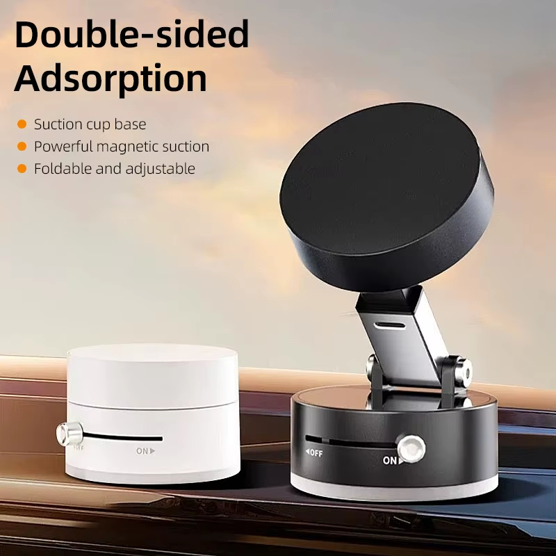 Car Vacuum - ที่ยึดโทรศัพท์แม่เหล็กแบบสุญญากาศสำหรับ Magsafe ขาตั้งแบบสุญญากาศสำหรับโต๊ะทำงานและรถยนต์ ปรับมุมได้ พกพาสะดวก ขาตั้งแบบยืดหยุ่น