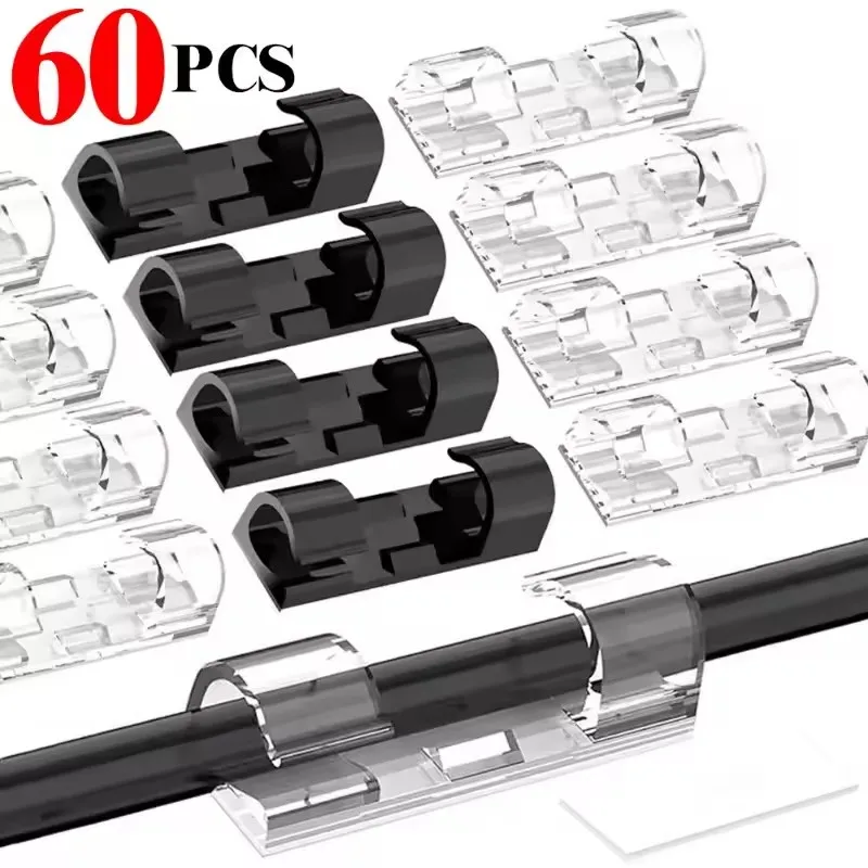 Car Cable Organizer - ที่หนีบสายเคเบิลแบบมีกาวในตัว สำหรับจัดระเบียบสายไฟ ที่ยึดสายไฟ ตัวจัดการสายเคเบิลแบบยึดติด ที่หนีบสายไฟสำหรับบ้าน สำนักงาน