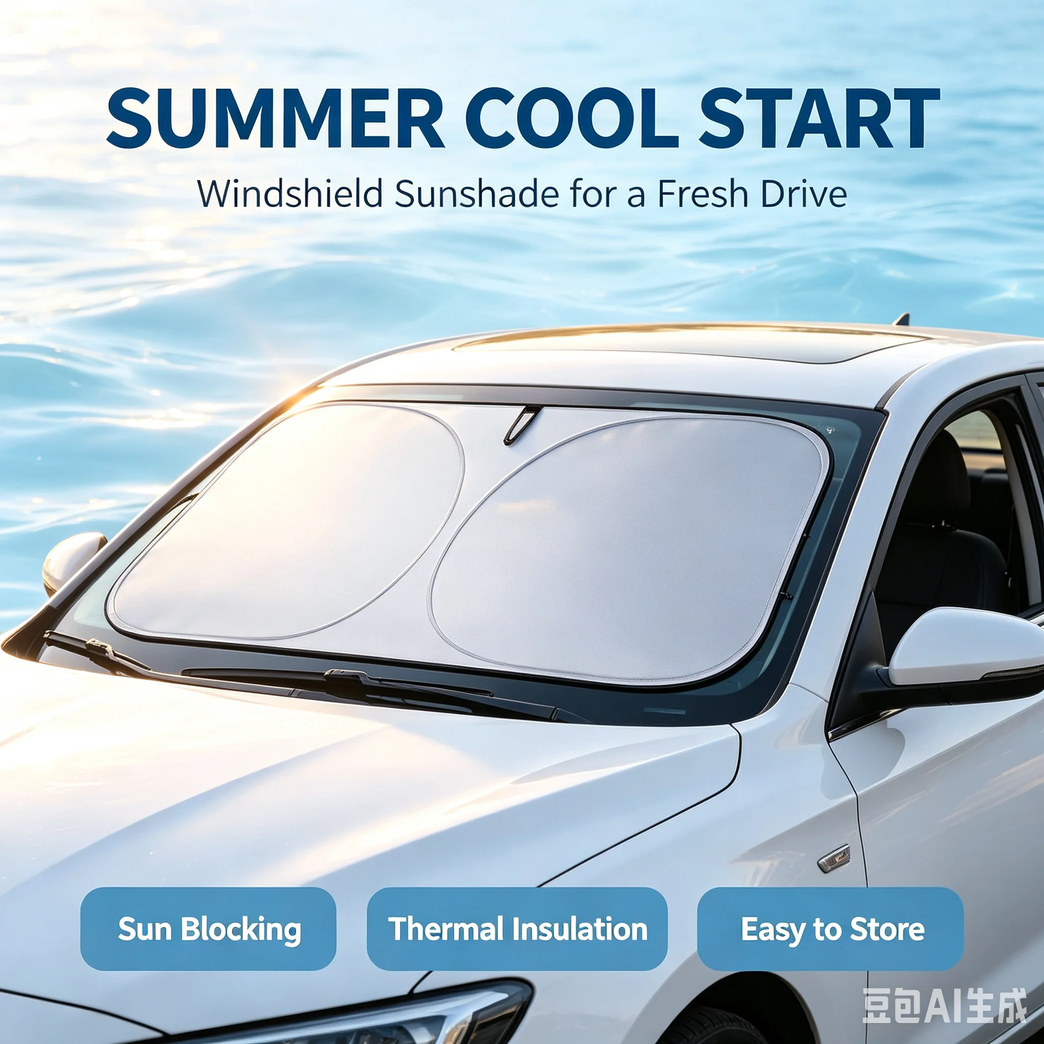 แผ่นบังแดดพับได้สำหรับกระจกหน้ - Windshield Sun Shade บทวิจารณ์และราคา